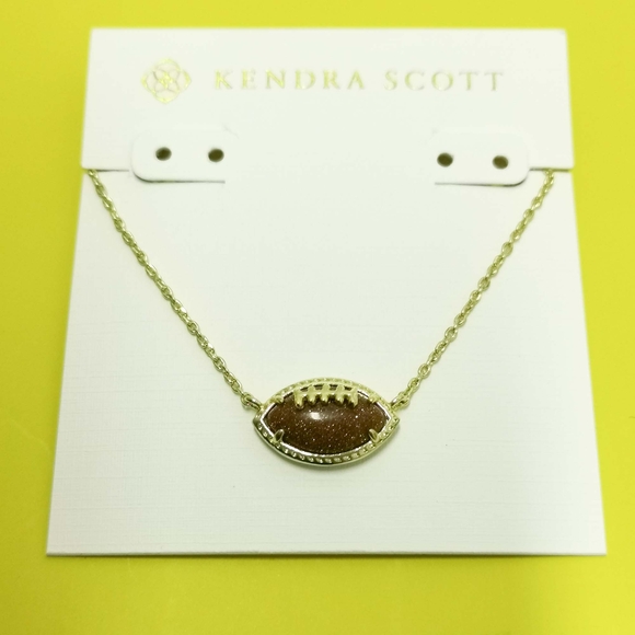 Kendra Scott Jewelry - Kendra Scott Football Gold Orange Goldstone Short Necklace New